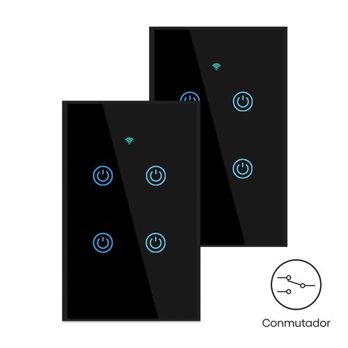 Conmutador Inteligente Wifi 4 Botones Negro Pack 2 Unidades - Nexio