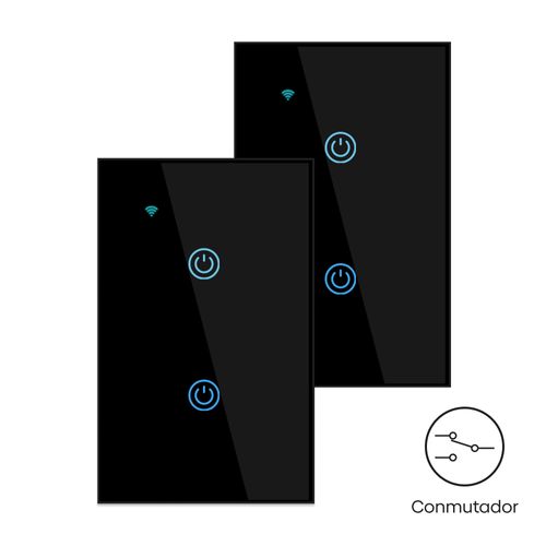 Conmutador Inteligente Wifi 2 Botones Negro Pack 2 Unidades - Nexio