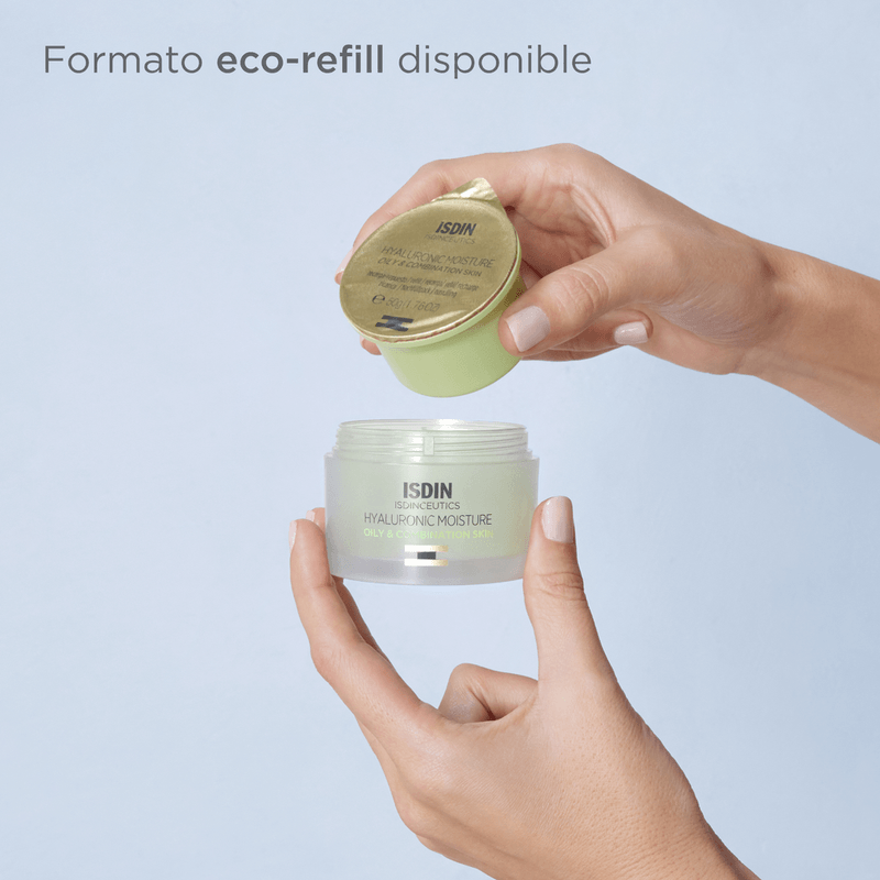 Pack-Isdin-Isdinceutics-Hyaluronic-Moisture-para-Piel-mixta-a-Grasa---Refill---Crema-Hidratante-Con-Acido-Hialuronico