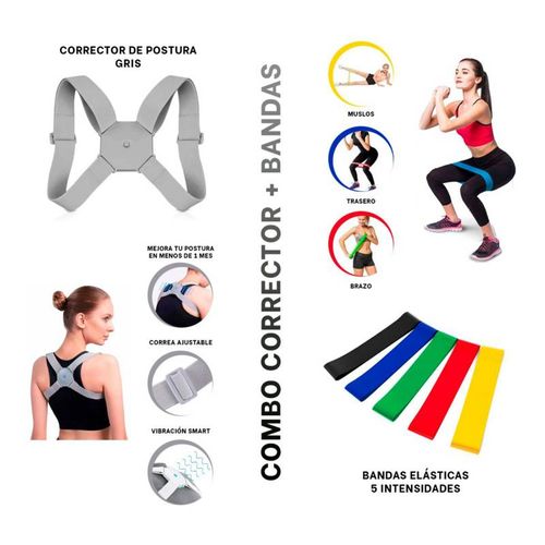 Kit Corrector de Postura Rosado +5Ligas de Resistencia