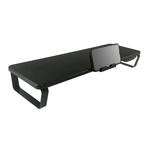 Haven M108 – Soporte de Escritorio Multifunción Negro con 3 Puertos USB para Monitor o Laptop