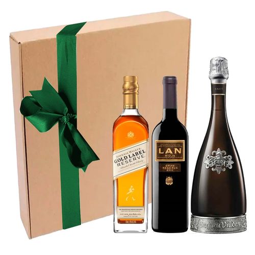 GIFT BOX WHISKY J. WALKER GOLD LABEL +CAVA SEGURA VIUDAS RESERVA HEREDAD+VINO LAN GRAN RESERVA