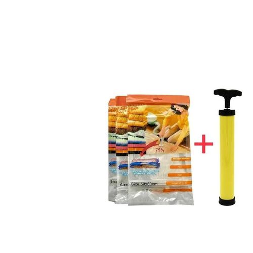 4 Bolsas Compresoras Para Ropa + 1 Succionador Al Vacío