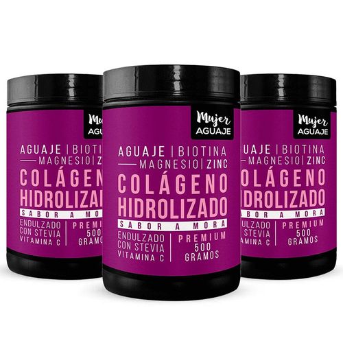 COLÁGENO MUJER AGUAJE POMO 500G SABOR MORA X 3