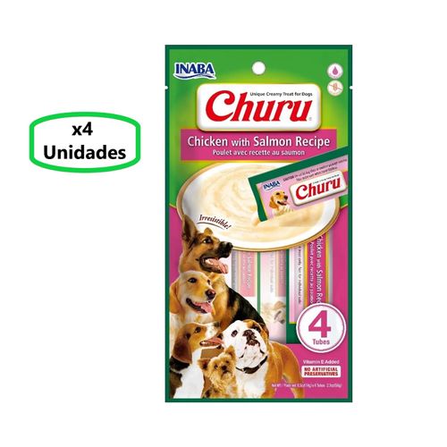 Churu Sabor Pollo y Salmon Snack Cremoso para Perros x4 Tubos