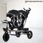 Triciclo-Doble-Asiento-«TWIN-RACE»-USB-Negro