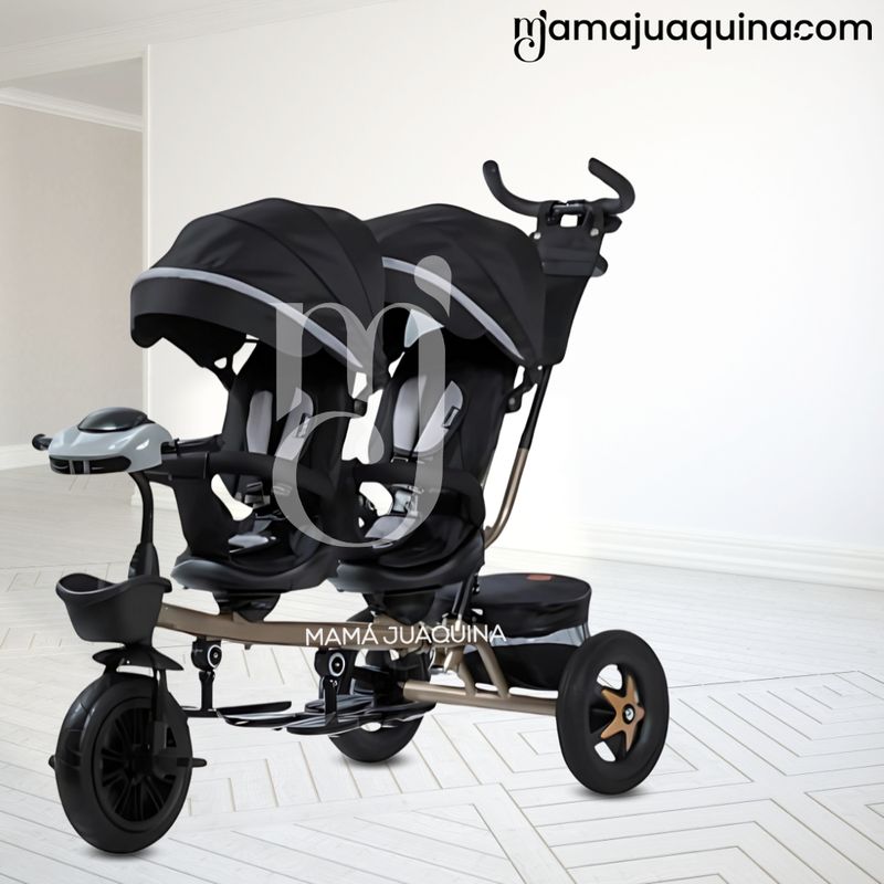 Triciclo-Doble-Asiento-«TWIN-RACE»-USB-Negro