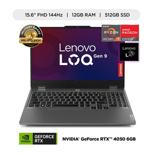 Laptop Lenovo NB LOQ 15ARP9 R7-7435HS 15.6" 12GB RAM 512GB SSD RTX4050 W11  Luna Grey