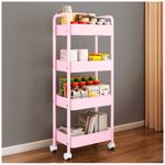 Carrito-Organizador-4-Niveles-con-Ruedas-Multiusos-para-Baño-Cocina-Rosado-JY8