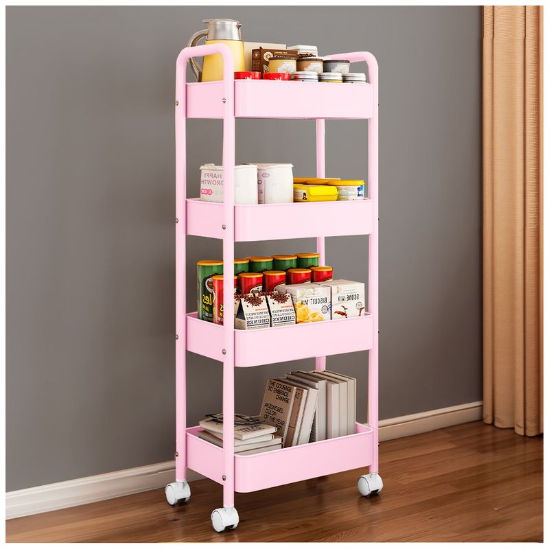 Carrito-Organizador-4-Niveles-con-Ruedas-Multiusos-para-Baño-Cocina-Rosado-JY8