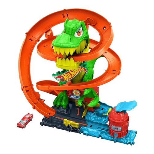 Pista Hotwheels City T-Rex Vs Estacion Bomberos