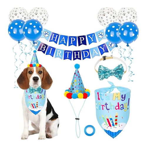 Kit Globo Decoracion Cumpleaños Para Mascotas Azul