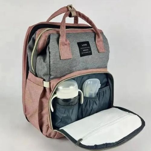 Mochila Pañalera Convertible 3 en 1 Rosa con Gris