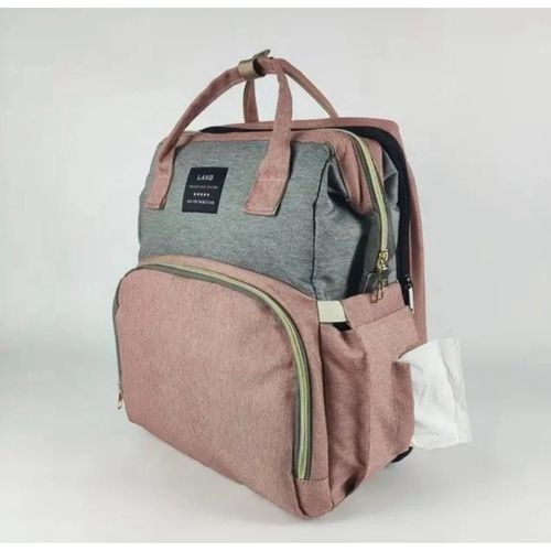 MOCHILA PAÑALERA CONVERTIBLE 3 EN 1-ROSA CON PLOMO