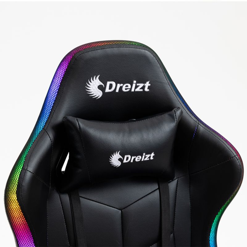 Silla-Gamer-Ergonomica-Dreizt-Shine-RGB-Series-Negro-Luces-con-Posapies-Reclinable