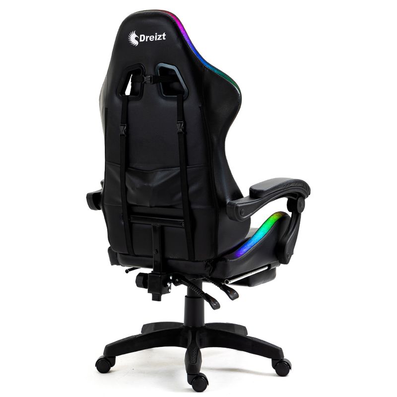 Silla-Gamer-Ergonomica-Dreizt-Shine-RGB-Series-Negro-Luces-con-Posapies-Reclinable