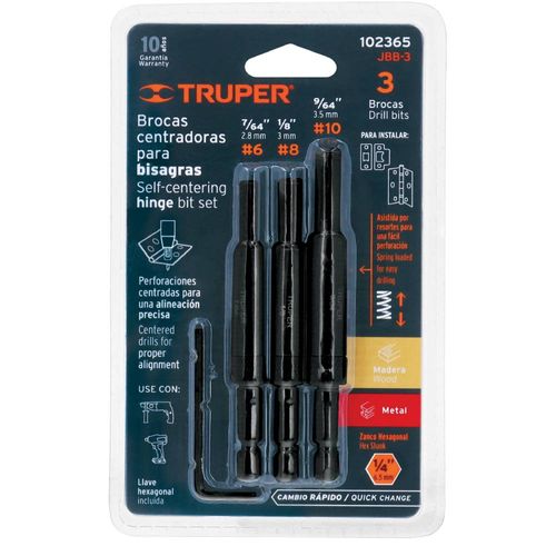 Juego de Brocas Forstner para Madera 3 Piezas Truper 102365