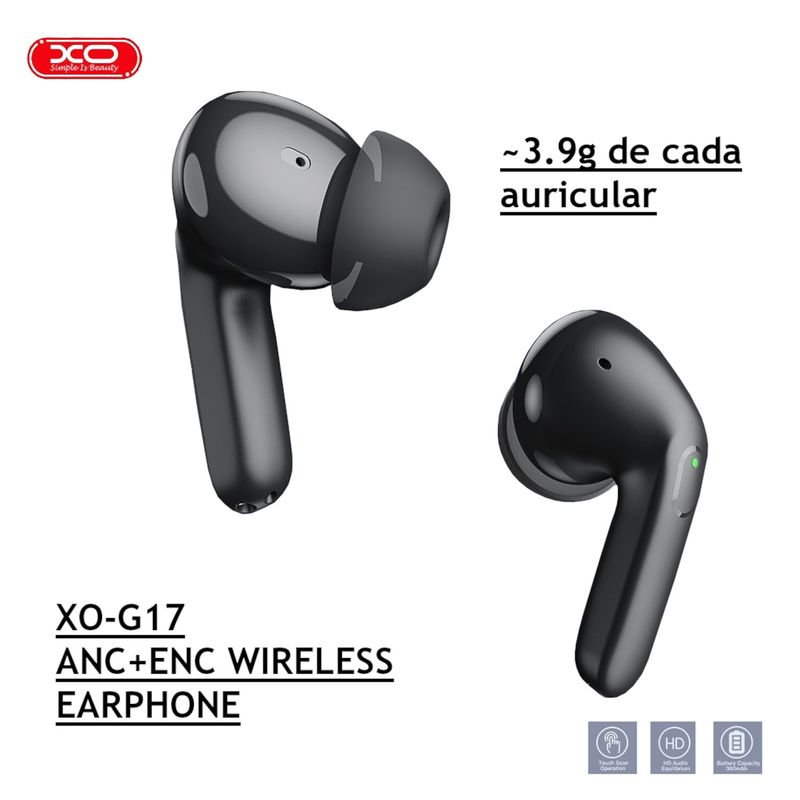 AURICULARES-ANC-ENC-INALAMBRICOS-XO-G17-WIRELESS-EARPHONE-AUDIFONOS-BLUETOOTH-BLACK