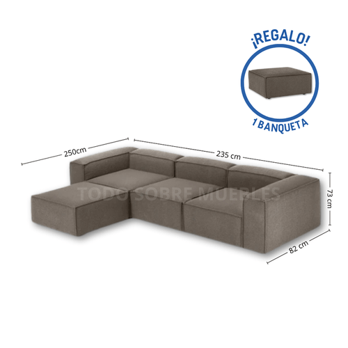 Sofá 3 Puestos Intercambiable Imperial - Gris