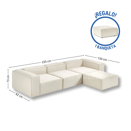 Sofá 3 Puestos Intercambiable Imperial - Blanco