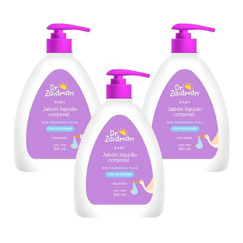 Pack Jabón Líquido para Bebé DR ZAIDMAN Glicerina Frasco 330ml x 3un