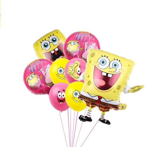 Set x 8 globos Bob Esponja y Patricio Estrella fiesta cumpleaños