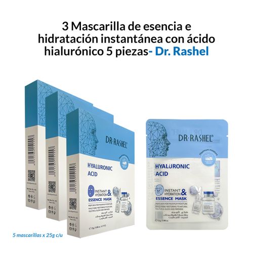 3 Mascarilla de  hidratación con ácido hialurónico 5 piezas