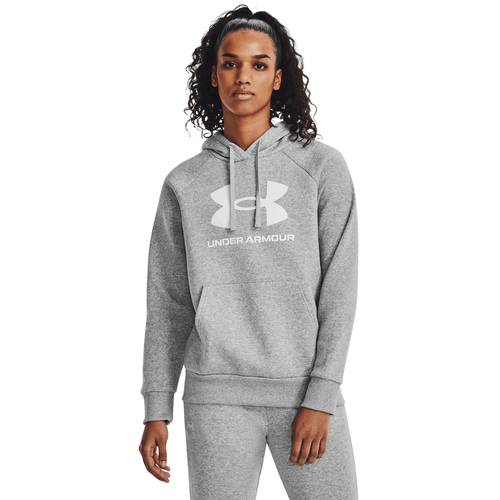 Polera Deportiva Under Armour Para Mujer Hoodie 1379501-012 Ua Rival Fleece Big  Plomo
