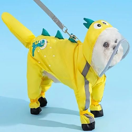 Impermeable completo para perros 2.5-4kg con capucha y zapatos  modelo dinosaurio