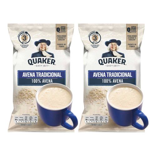 Pack Avena QUAKER Tradicional Bolsa 500g x 2un
