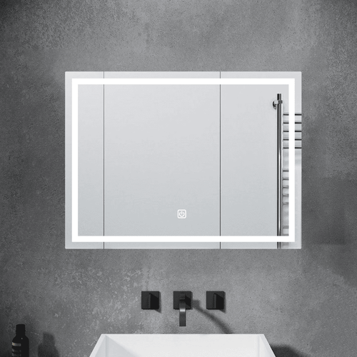 Espejo LED Naranja Horizontal 80x60cm 4mm Luz en Marco Blanca