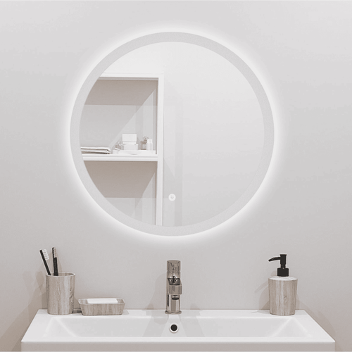Espejo LED Naranja Redondo 59x59cm 4mm Luz Posterior Blanca