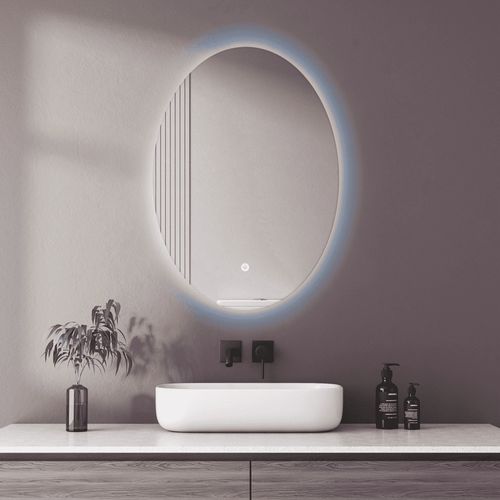 Espejo LED Naranja Oval 49x69cm 4mm Luz Posterior Blanca