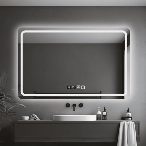 Espejo LED Naranja Horizontal 110x70cm 4mm + Panel Digital Luz Blanca