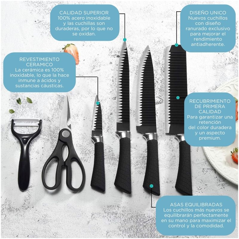 Set-de-Cuchillos-de-Cocina-6-piezas-Acero-Inoxidable-Negro-CN9