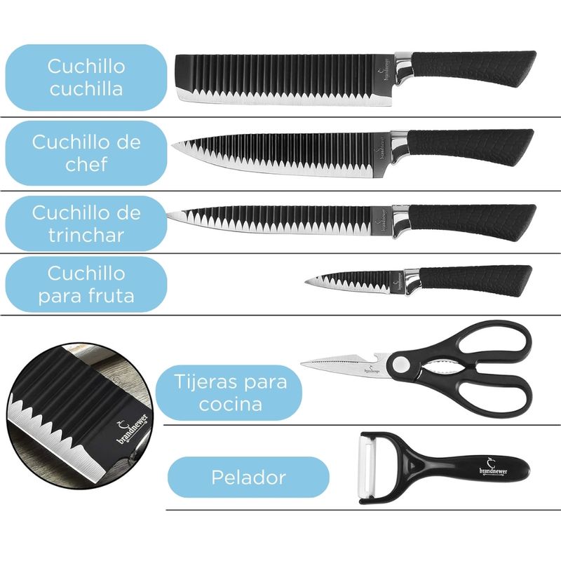Set-de-Cuchillos-de-Cocina-6-piezas-Acero-Inoxidable-Negro-CN9