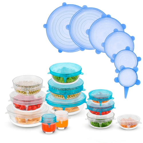 Set X6 Tapas de Silicona Elástica y Reutilizable