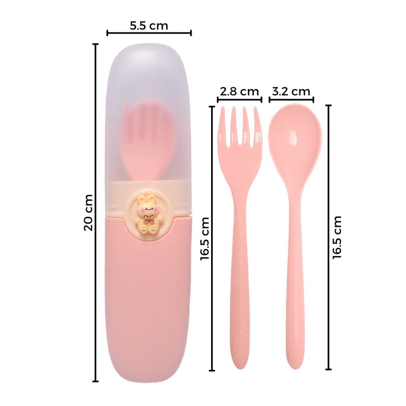 Juego-de-Cubiertos-para-Niños---Estuche-con-Tapa-Porta-Cubiertos-Rosado-01C