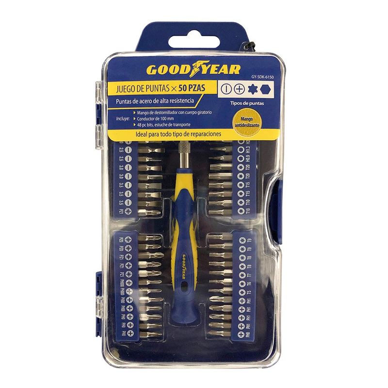 Destornillador-Puntas-Precision-Goodyear-GY-SDK-6150-Set-50-Piezas