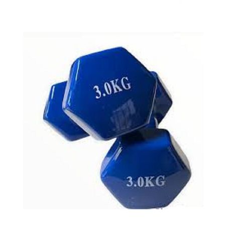 Par Mancuernas Hexagonales Pesas De Vinil 3 Kilos Vinil Vinilo Azul