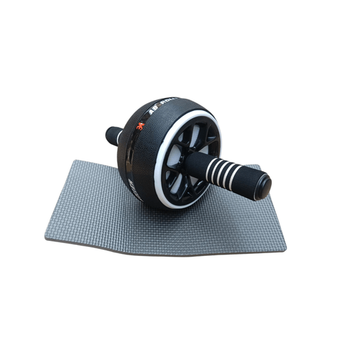 Rueda Abdominales Abs Wheel Antideslizante No Ruidos + Mat Negro con Blanco