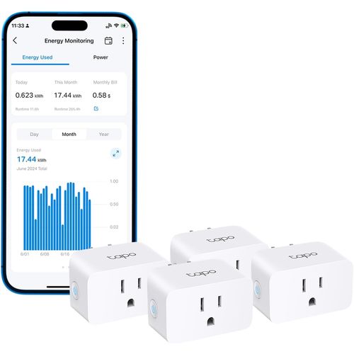 Enchufe inteligente TP-Link Tapo P115  (4 UNIDADES )con monitoreo de energía 15A/1800W compatible co