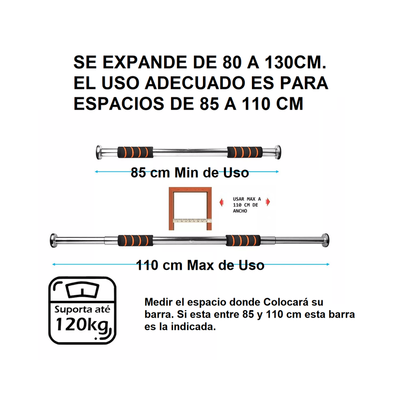Barra-Dominadas-Expandible-de-80-a-130-cm-Pull-Up-Bar-Puerta-o-Pasadizo-