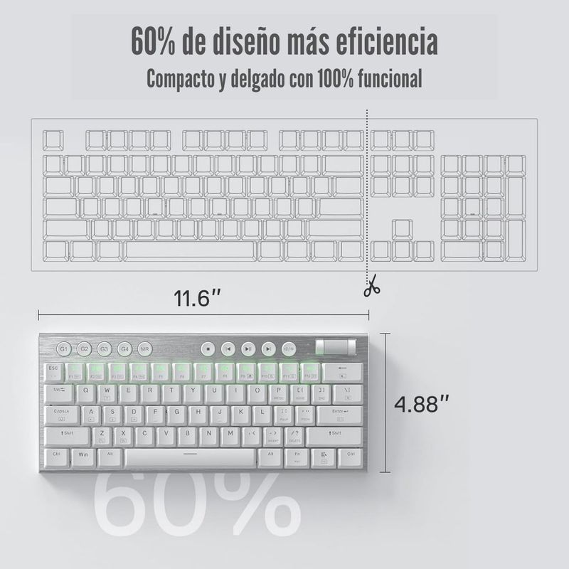 Redragon---Teclado-Horus-Mini-Pro-K632-60--Wireless-Switch-Red---Blanco