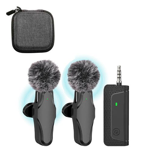 Micrófonos 2 en 1 K35 Pro con antivientos y estuche para cámaras, celulares y Equipos