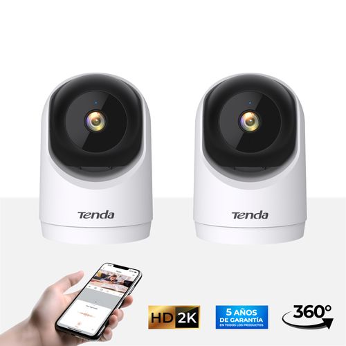 Kit de 2 Cámaras de seguridad Tenda CP3 Wifi interiores 2K HD Panorámico 360°