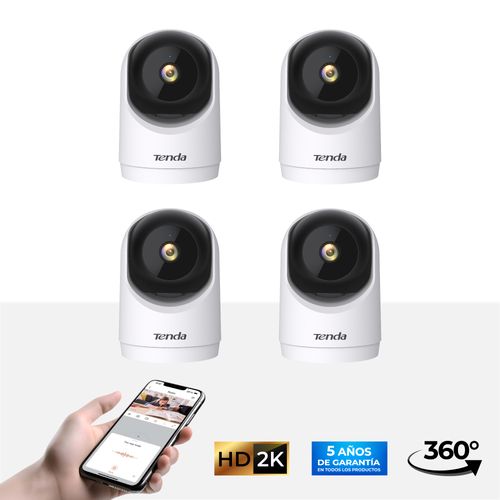Kit de 4 Cámaras de seguridad Tenda CP3 Wifi interiores 2K HD Panorámico 360°
