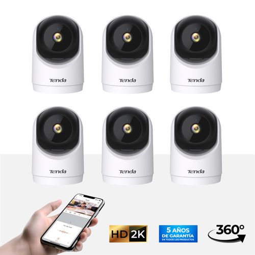 Kit de 6 Cámaras de seguridad Tenda CP3 Wifi interiores 2K HD Panorámico 360°