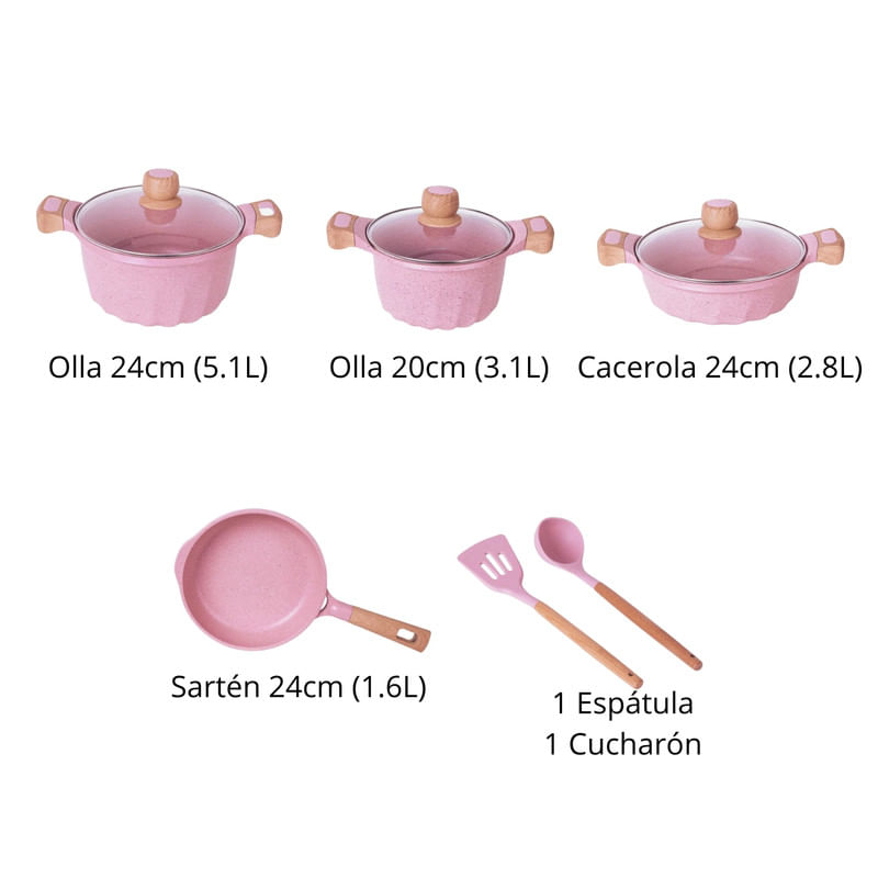 Juego-de-Ollas-Valeska-de-Granito-Super-7-2-Utensilios-Rosa