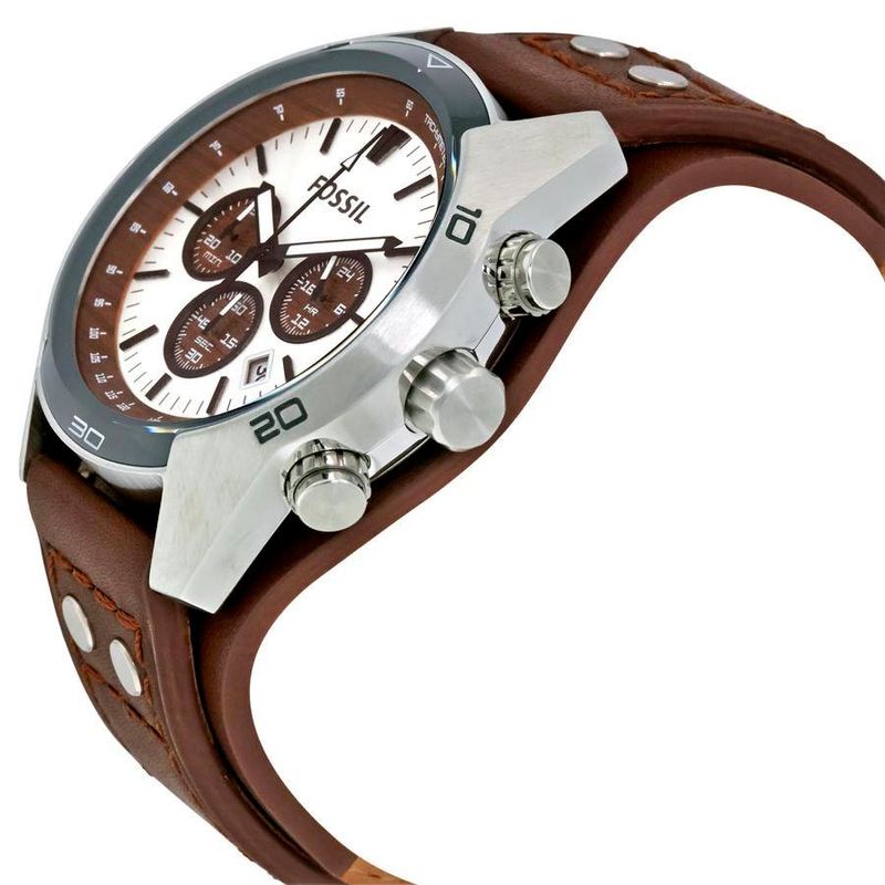 Reloj-Fossil-Coachman-CH2565-Fecha-Cronometro-Correa-De-Cuero-Marron